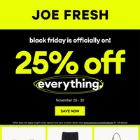 Joe Fresh November 28 - 30 2025