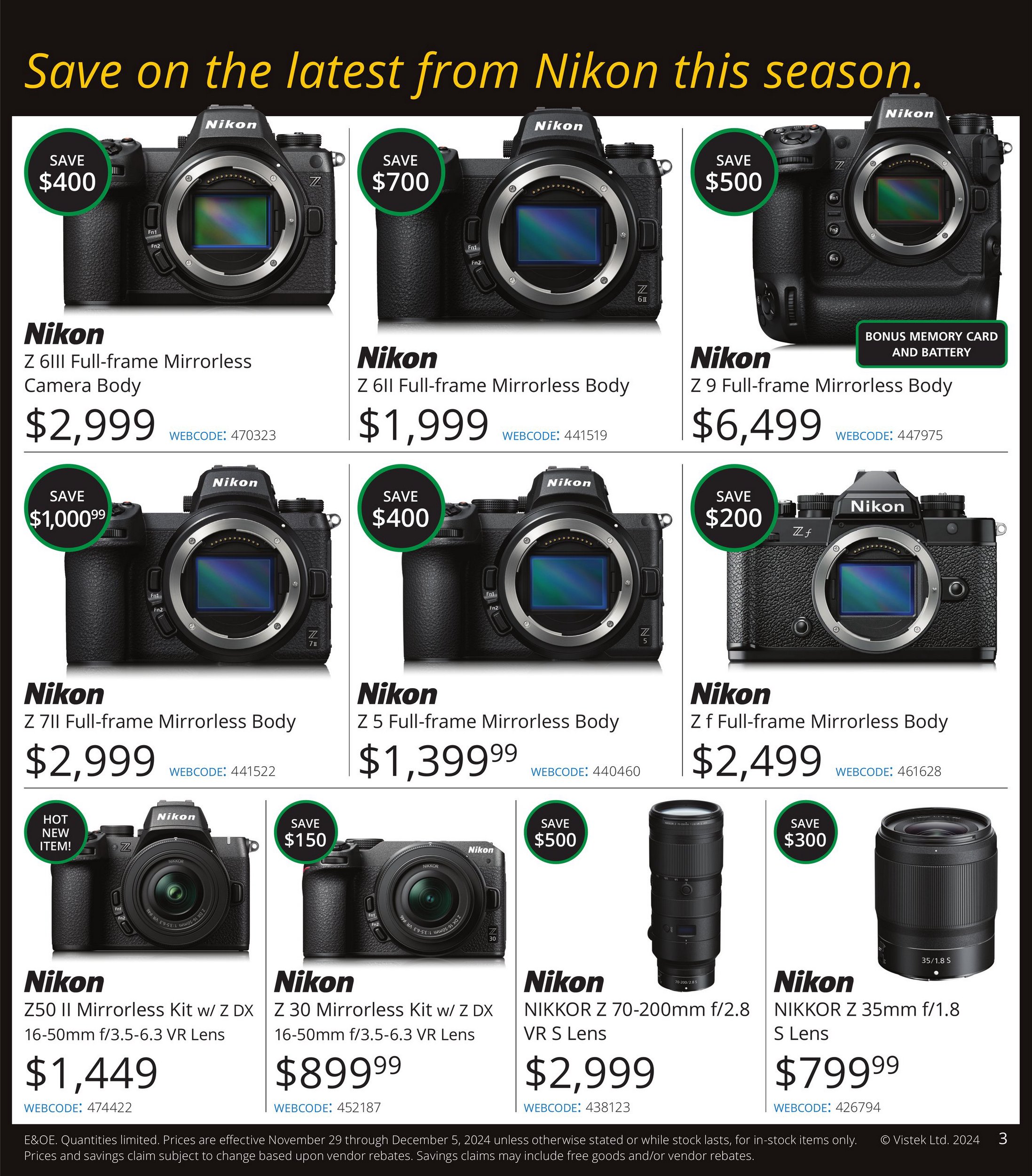 Vistek Flyer Black Friday November 29 December 5 2024