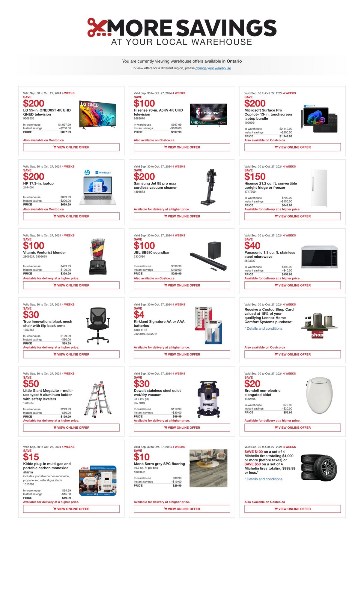 Costco Flyer (ON) More Savings September 30 October 27 2024