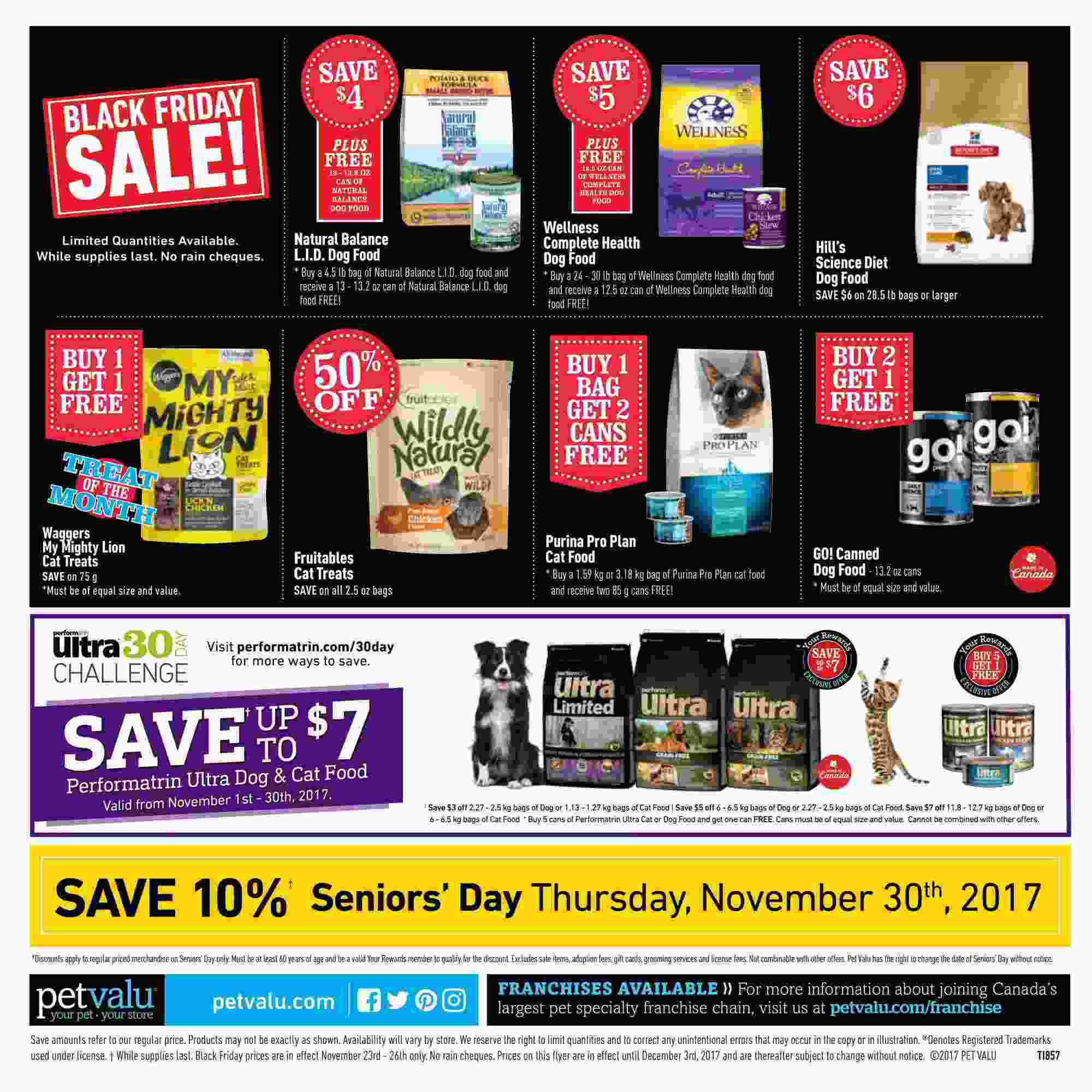 Pet Valu Flyer (ON) Black Friday Sale November 23 December 3 2017