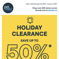 Pet Valu Holiday Sale December 25 - January 4 2023
