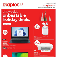 Staples Canada Holiday Deals December 14 - 24 2022